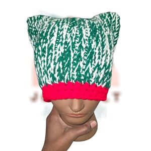 Knit Look "Xmas" Cat Beanie, Stretchy Fit, Winter Accessories, Handmade